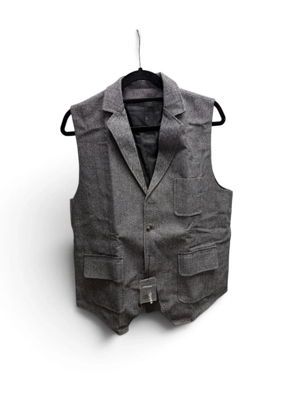 Gray Herringbone Vest - Classic Tailored Style